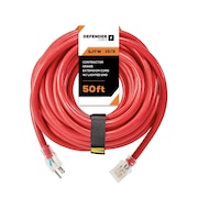 DEFENDER CABLE 10/3 Gauge, 50 ft SJTW wLighted Ends, UL and ETL Listed Contractor Grade Extension Cord DCE-410-44